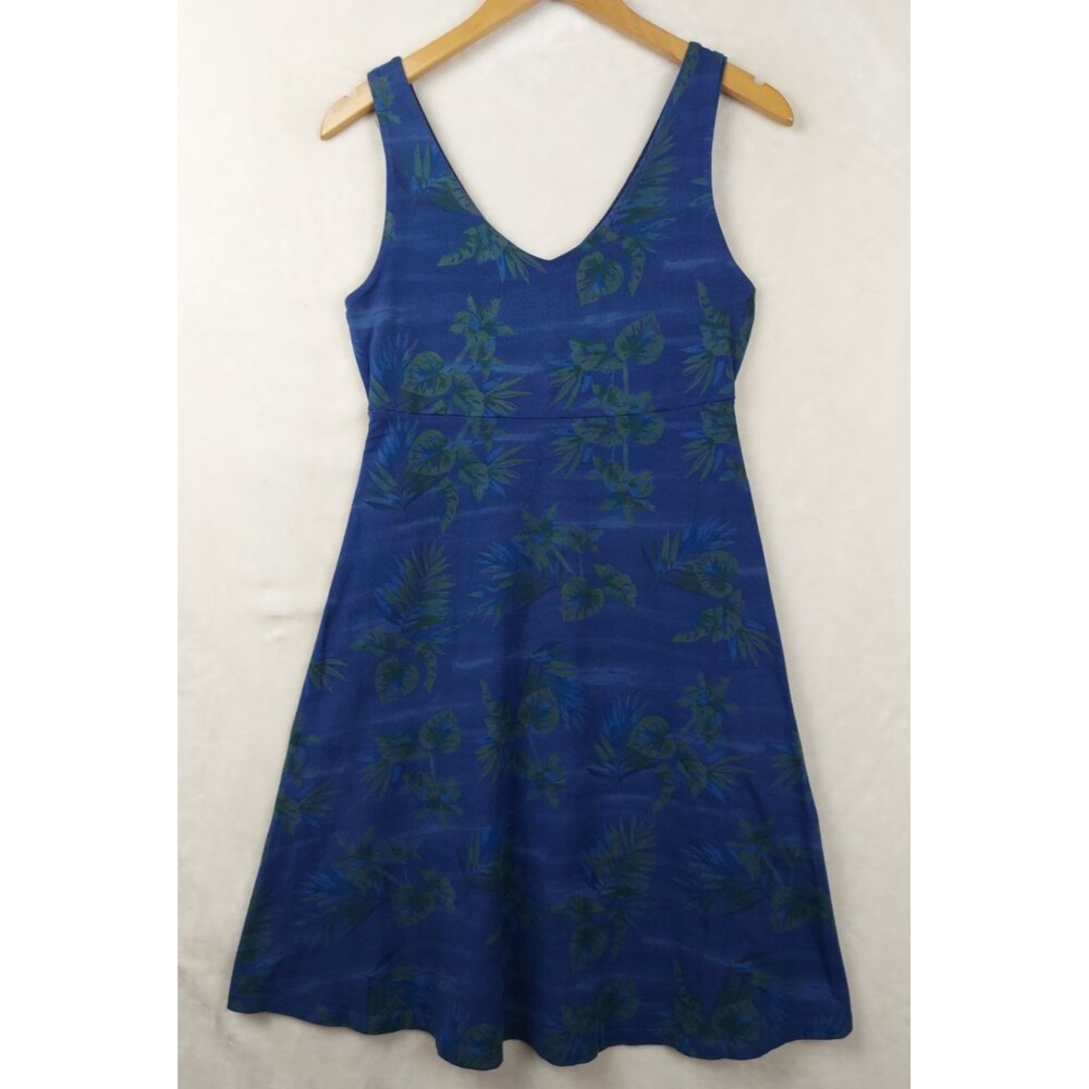 Fresh Produce Dress Womens Small Blue VNeck Tropical Stretch Beachy Knit Coastal